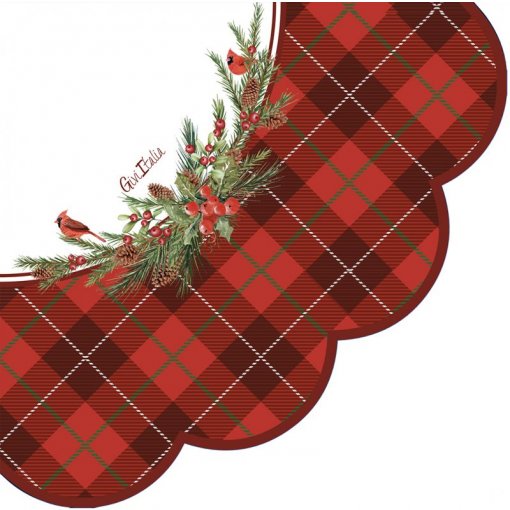 16 Guardanapos 33cm Tartã Vermelho Natal