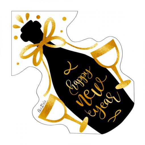 16 Guardanapos 33cm Garrafa Happy New Year - Ano Novo