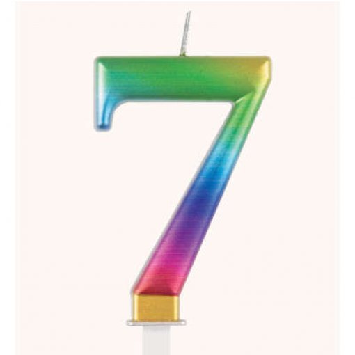 Vela Aniversário Metálica Rainbow nº 7
