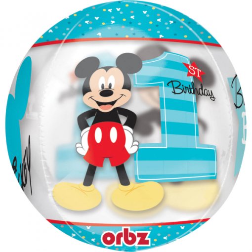 Balão Foil Orbz 38x40cm Mickey 1st Birthday