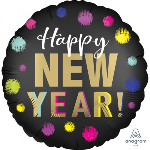 Balão Foil 43cm Dotted New Year - Ano Novo