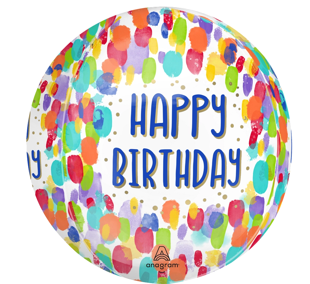 Balão Foil Orbz 38x40cm Painterly Dots Birthday