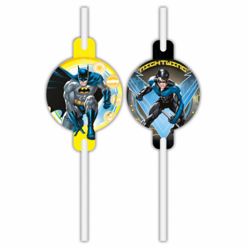 4 Palhinhas Papel com Medalha Batman