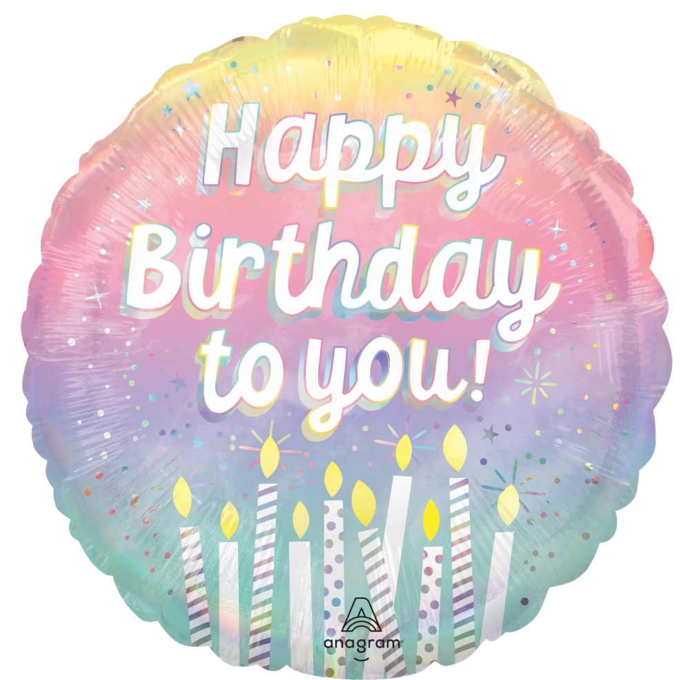 Balão Foil 43cm Holográfico Pearlized Birthday