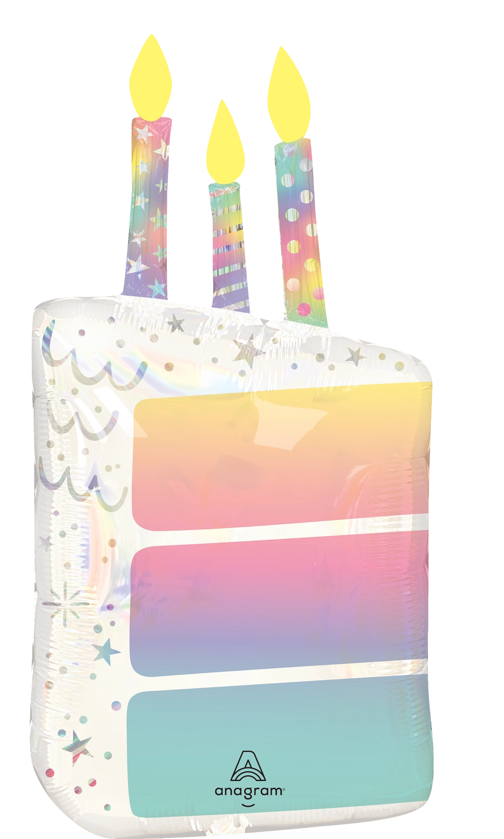 Balão Foil 38x71cm Holográfico Birthday Pearlized