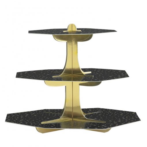 Cupcake Stand 3 Andares Black & Gold