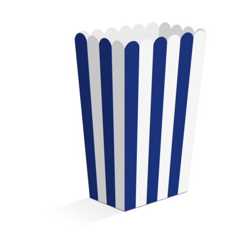 8 Caixas de Pipocas Riscas Azul Escuro