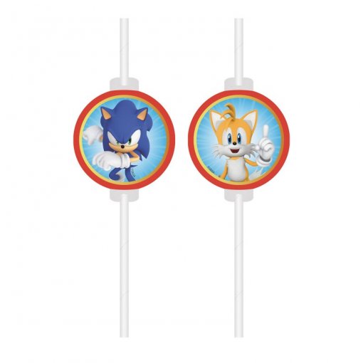 4 Palhinhas Papel com Medalha Sonic The Hedgehog