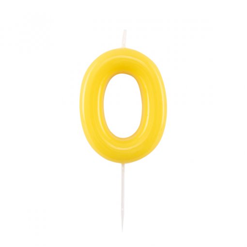 Vela de Aniversário Amarelo 10,5cm nº0