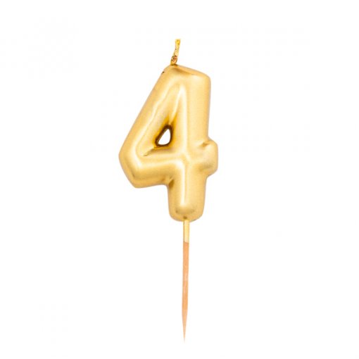 Vela Aniversário 8cm Dourado Metalizado nº4
