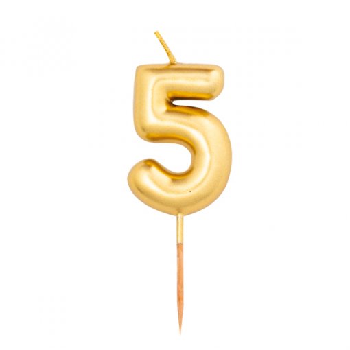 Vela Aniversário 8cm Dourado Metalizado nº5