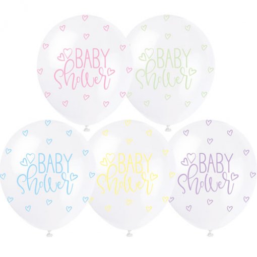 5 Balões Latex 12'' Metalizado Baby Shower Pastel