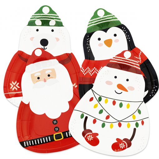 8 Pratos Forma 24,5x18,5cm Christmas Friends Natal