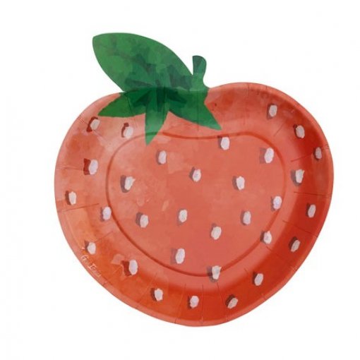 8 Pratos 18x19cm Morango