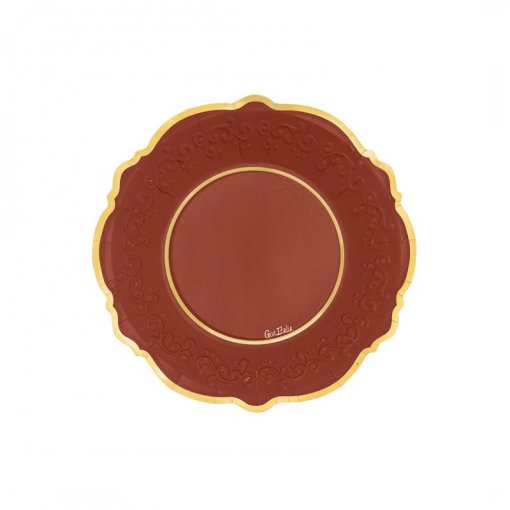 8 Pratos 21cm Vermelho & Dourado Natal