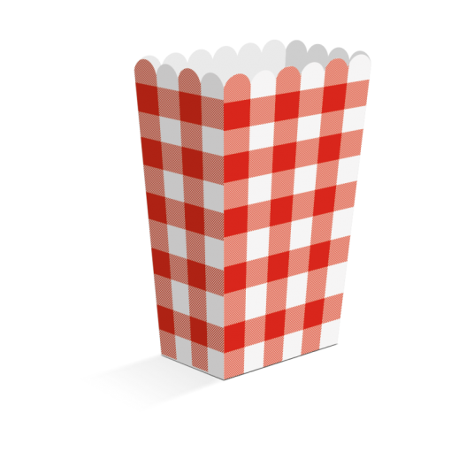 8 Caixas de Pipocas Riscas Gingham Vermelho