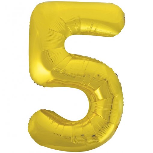 Balão Foil 86cm Dourado Clássico Número 5