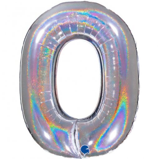 Balão Foil 102cm Holográfico Glitter Prateado nº0