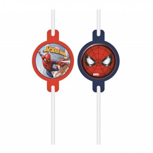 4 Palhinhas Papel com Medalha Spider-Man (Homem-Aranha) Crime Fighter