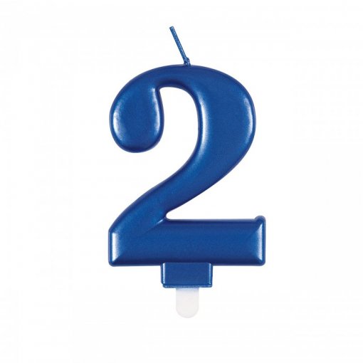 Vela de Aniversário Azul 9cm nº2