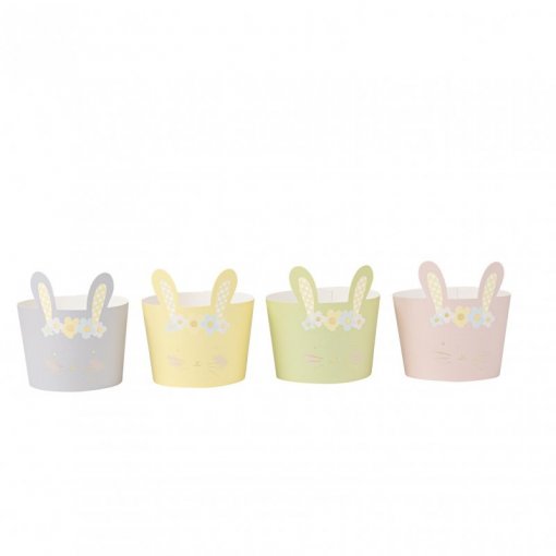 8 Mangas de Copos Coelho - Amarelo, Rosa, Lilás, Verde e Dourado