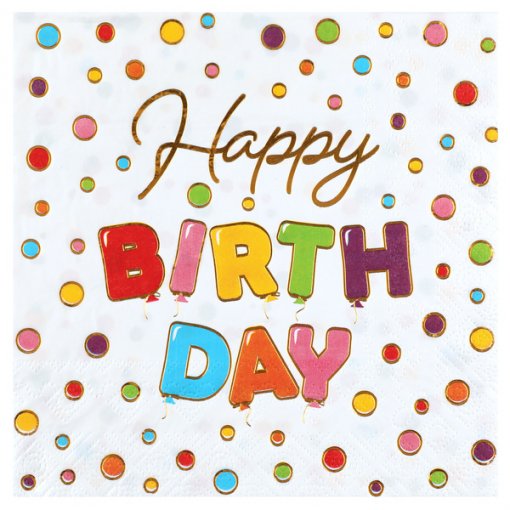 20 Guardanapos 33cm Happy Birthday Balloon