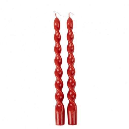 2 Velas Decorativas Torcidas 2,2x25cm Vermelho