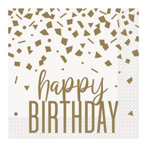 16 Guardanapos 33cm Confetti Gold Birthday