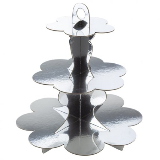 Cupcake Stand 34cm 3 Andares Prateado Foil