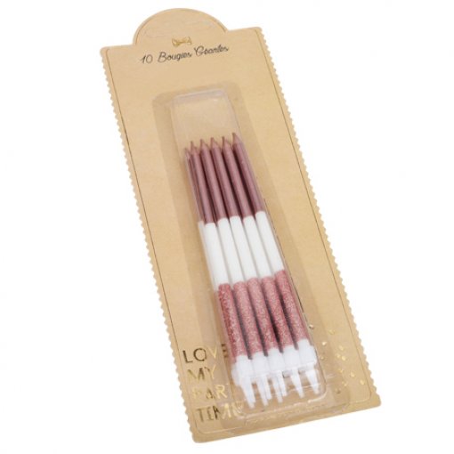 12 Velas de Aniversário 12,5cm Rose Gold & Branco