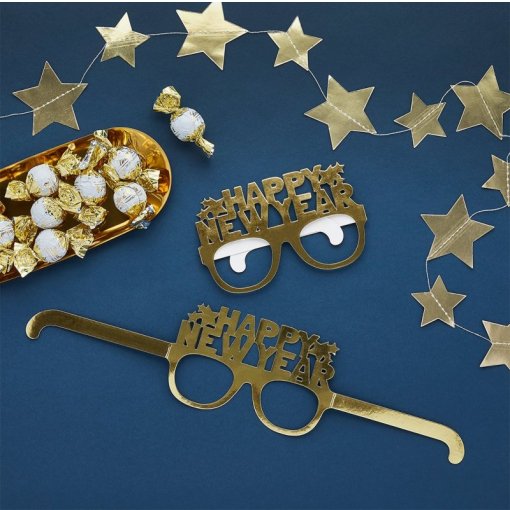 10 Óculos Happy New Year Dourados