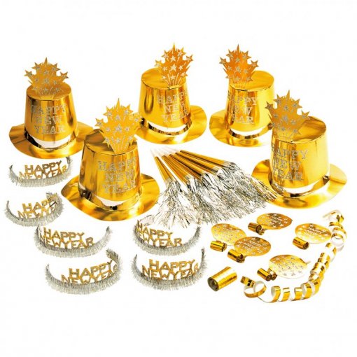 Kit Ano Novo para 10 Happy New Year Dourado