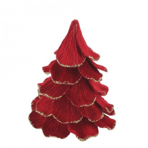 Árvore de Natal Veludo Vermelho e Lantejoulas Douradas 10x12cm