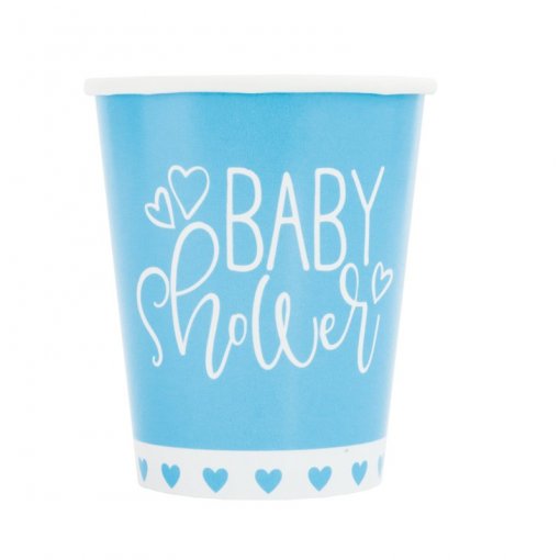 8 Copos 267ml Blue Hearts Baby Shower