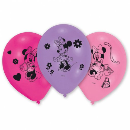 6 Balões Latex 10'' Minnie Mouse 