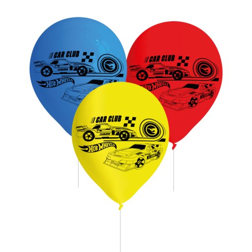 8 Balões Latex 11'' Hot Wheels