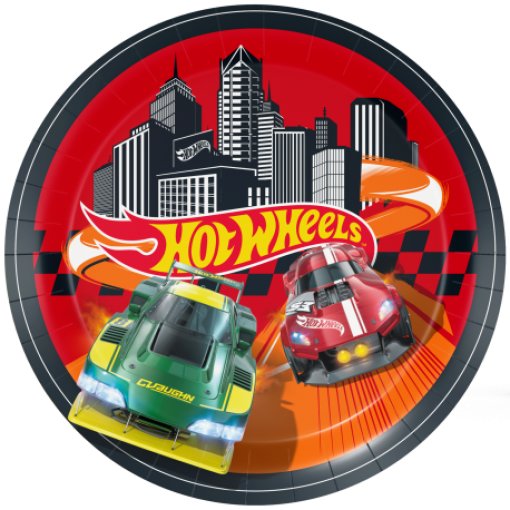 8 Pratos 23cm Hot Wheels