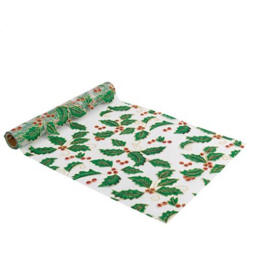 Corredor de mesa 28 cm x 3 m Organza Azevinhos