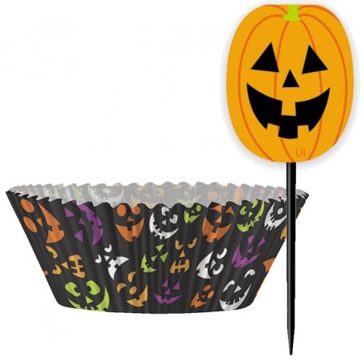 24 Formas e Picks de Cupcake Abóboras - Halloween