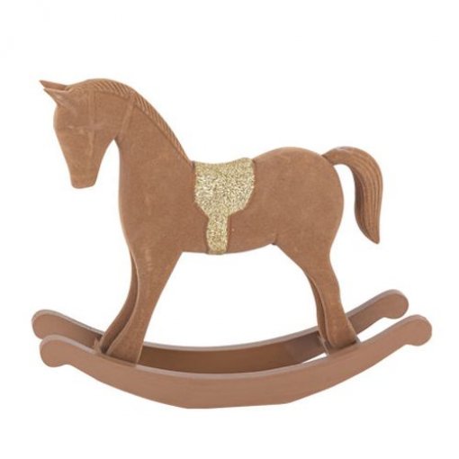 Cavalo de Balanço e Lantejoulas de Ouro 26,5x23cm
