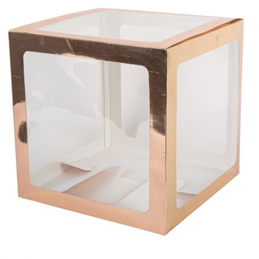 Cubo Transparente & Rose Gold para Balões 30x30x30cm