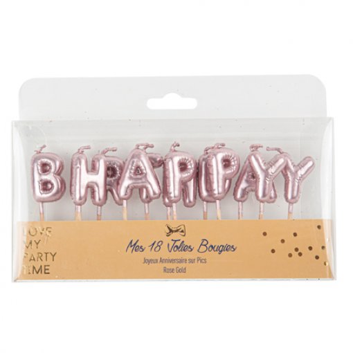 Velas de Aniversário 2,5cm Happy Birthday Rose Gold