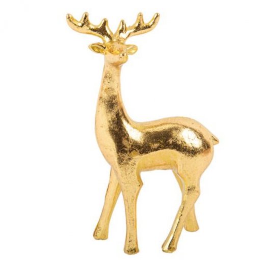 Rena de resina Dourada 16x8cm