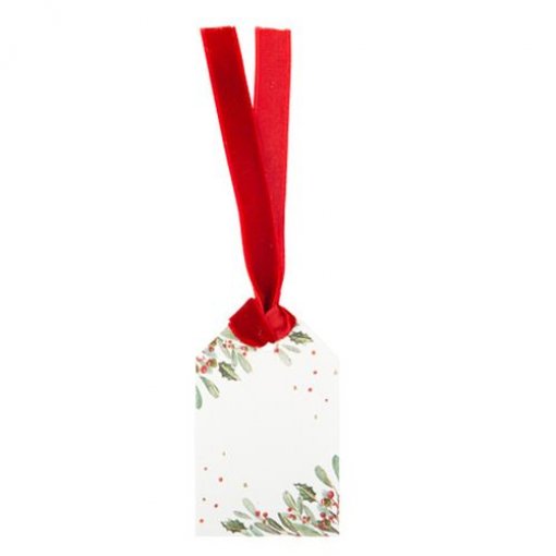 8 Etiquetas Tradichic e fita de veludo vermelha