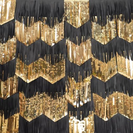 7 Grinaldas Pretas e Douradas metálicas 2m