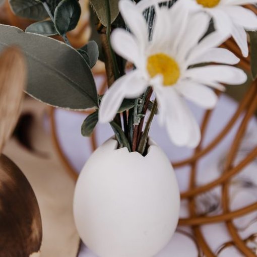 Vaso Ovo em Cerâmica Branco Mate 8x6,5cm