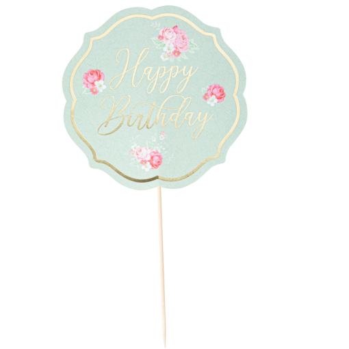 Topo de Bolo 15x28cm Spring Happy Birthday