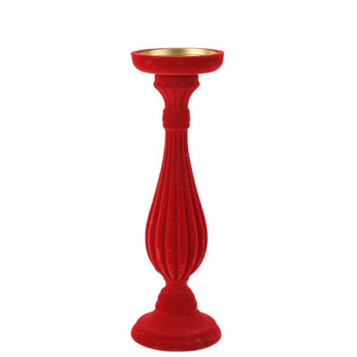 Castiçal Barroco Vermelho veludo 11x34cm