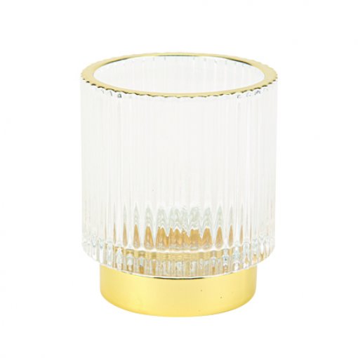 Suporte de Velas Vidro com Dourado 7x8,2cm