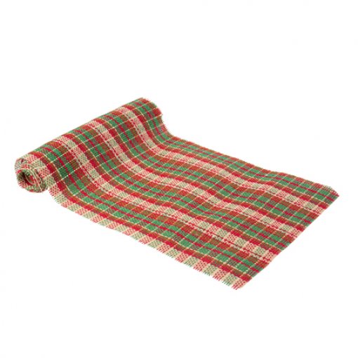 Corredor de Mesa Tartan Vermelho, Verde, Camelo, Bege e Dourado 28cmx3m